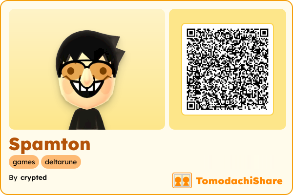 Spamton, a male Mii  with tags: games, deltarune