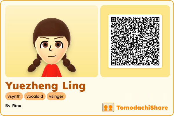 Yuezheng Ling, a female Mii  with tags: vsynth, vocaloid, vsinger