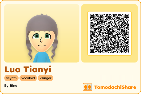 Luo Tianyi, a female Mii  with tags: vsynth, vocaloid, vsinger