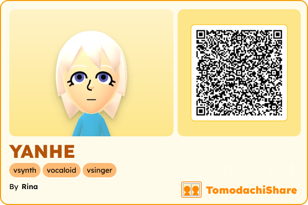 YANHE, a female Mii  with tags: vsynth, vocaloid, vsinger