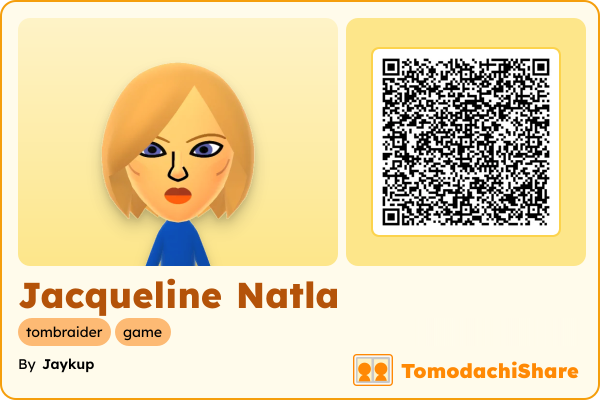 Jacqueline Natla, a female Mii  with tags: tombraider, game