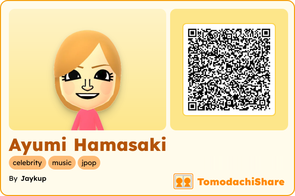 Ayumi Hamasaki, a female Mii  with tags: celebrity, music, jpop