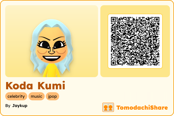 Koda Kumi, a female Mii  with tags: celebrity, music, jpop
