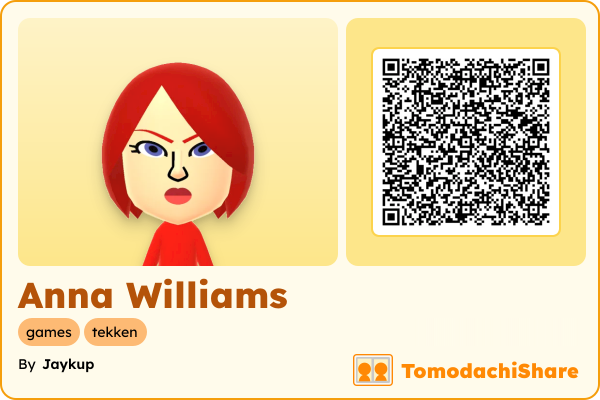 Anna Williams, a female Mii  with tags: games, tekken