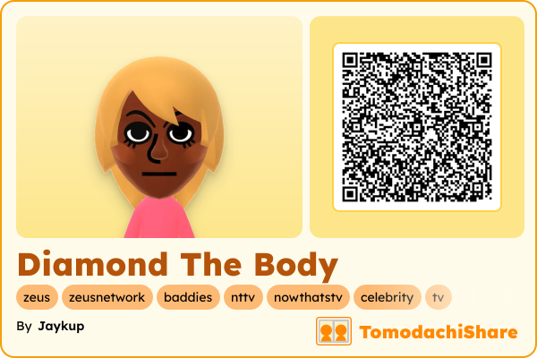 Diamond The Body, a female Mii  with tags: zeus, zeusnetwork, baddies, nttv, nowthatstv, celebrity, tv