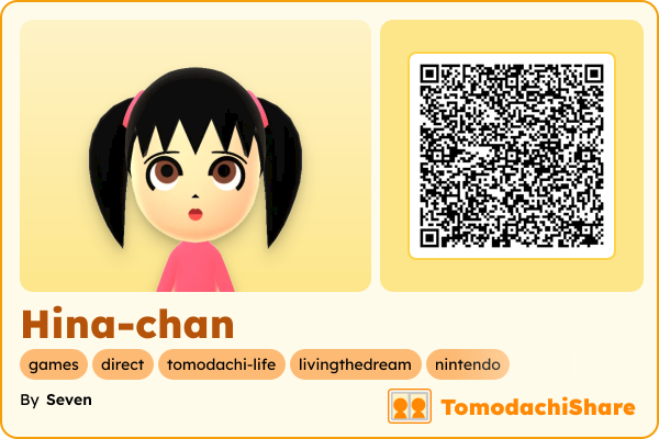 Hina-chan, a female Mii  with tags: games, direct, tomodachi-life, livingthedream, nintendo
