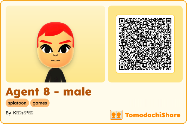 Agent 8 - male, a male Mii  with tags: splatoon, games