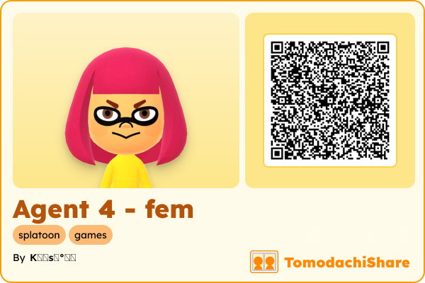Agent 4 - fem, a female Mii  with tags: splatoon, games