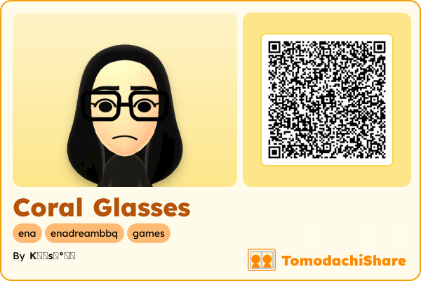Coral Glasses, a female Mii  with tags: ena, enadreambbq, games