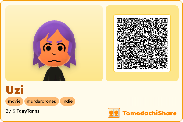 Uzi, a female Mii  with tags: movie, murderdrones, indie