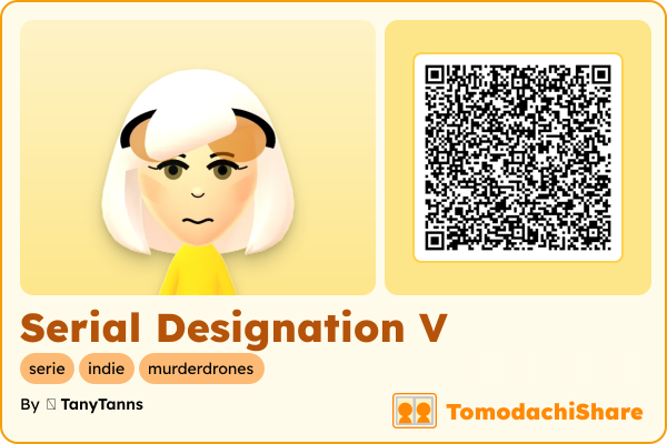 Serial Designation V, a female Mii  with tags: serie, indie, murderdrones