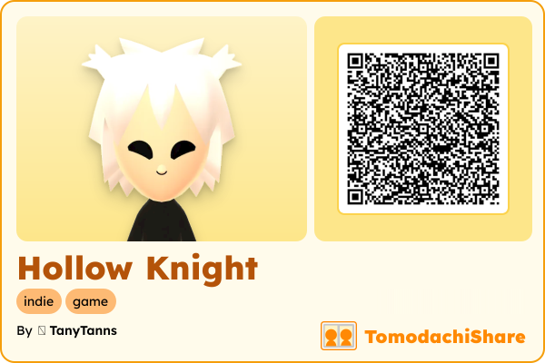 Hollow Knight, a male Mii  with tags: indie, game