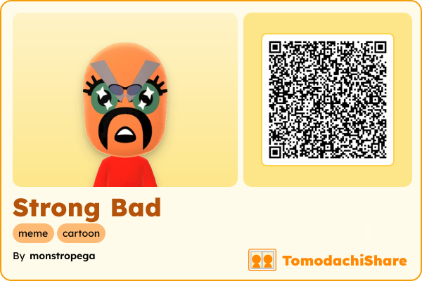 Strong Bad, a male Mii  with tags: meme, cartoon