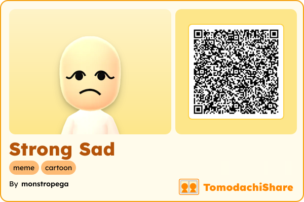 Strong Sad, a male Mii  with tags: meme, cartoon