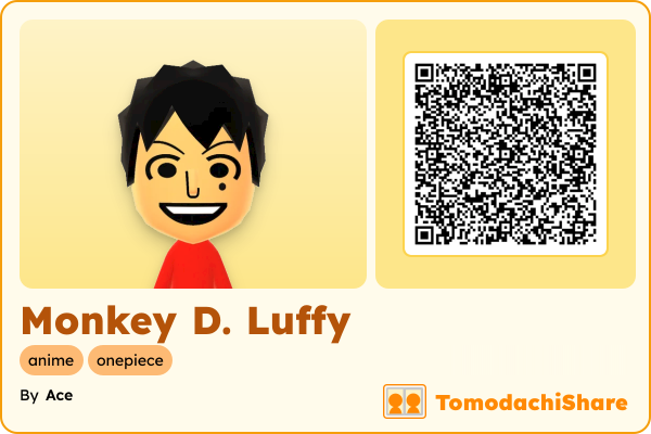 Monkey D. Luffy, a male Mii  with tags: anime, onepiece