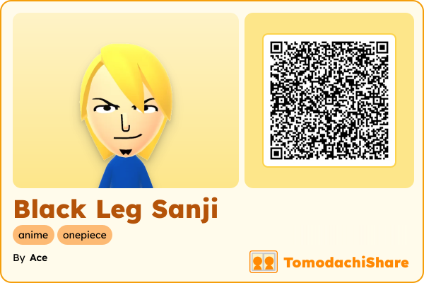 Black Leg Sanji, a male Mii  with tags: anime, onepiece