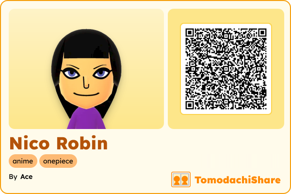 Nico Robin, a female Mii  with tags: anime, onepiece