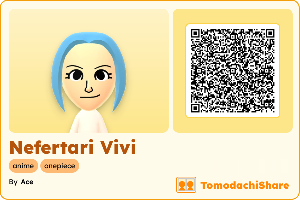 Nefertari Vivi, a female Mii  with tags: anime, onepiece