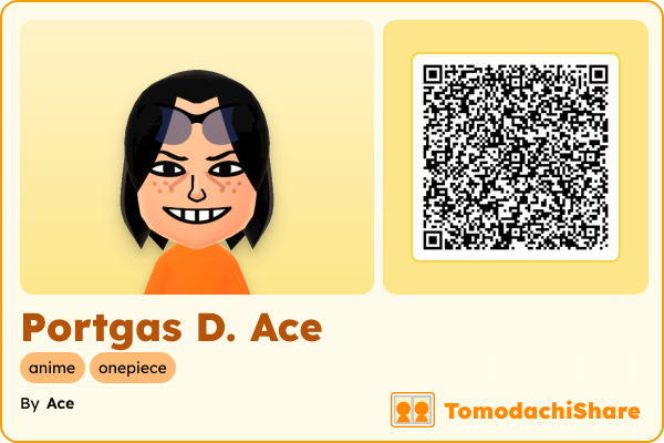 Portgas D. Ace, a male Mii  with tags: anime, onepiece