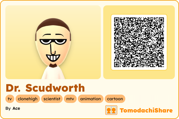 Dr. Scudworth, a male Mii  with tags: tv, clonehigh, scientist, mtv, animation, cartoon