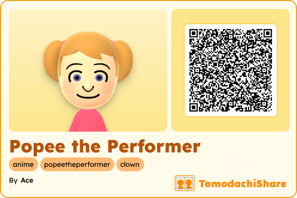 Popee the Performer, a male Mii  with tags: anime, popeetheperformer, clown