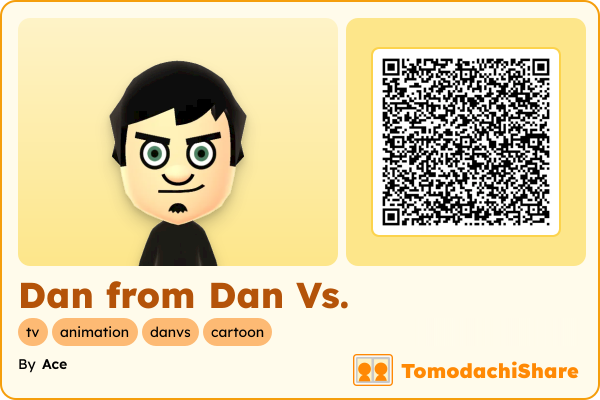 Dan from Dan Vs., a male Mii  with tags: tv, animation, danvs, cartoon