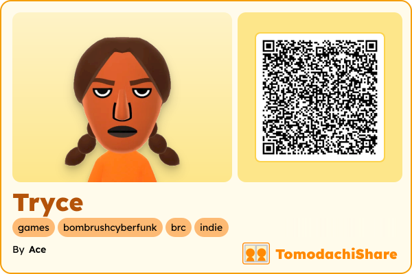 Tryce, a male Mii  with tags: games, bombrushcyberfunk, brc, indie