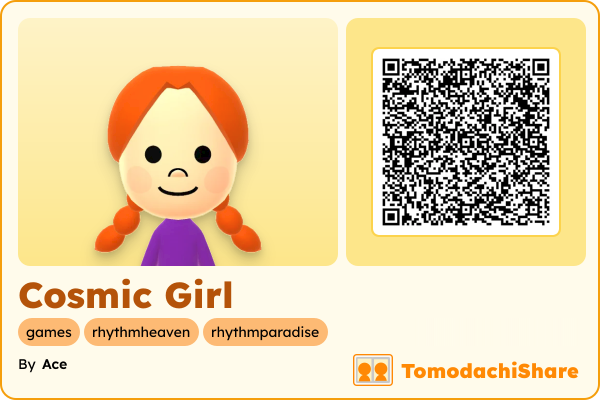 Cosmic Girl, a female Mii  with tags: games, rhythmheaven, rhythmparadise