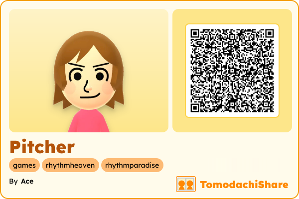 Pitcher, a female Mii  with tags: games, rhythmheaven, rhythmparadise