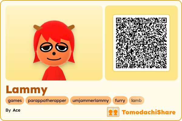 Lammy, a female Mii  with tags: games, parappatherapper, umjammerlammy, furry, lamb