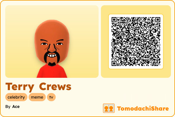 Terry Crews, a male Mii  with tags: celebrity, meme, tv