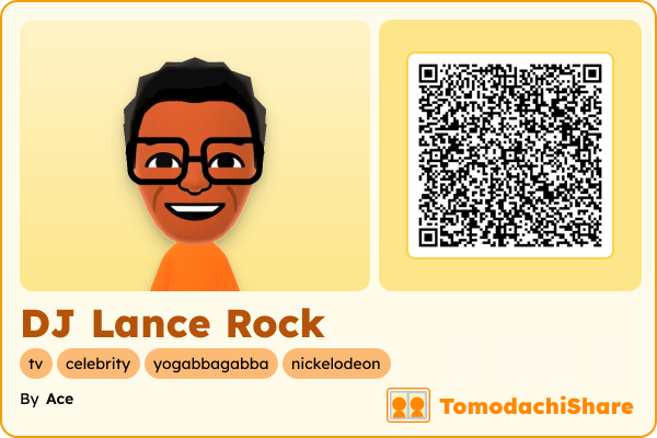 DJ Lance Rock, a male Mii  with tags: tv, celebrity, yogabbagabba, nickelodeon