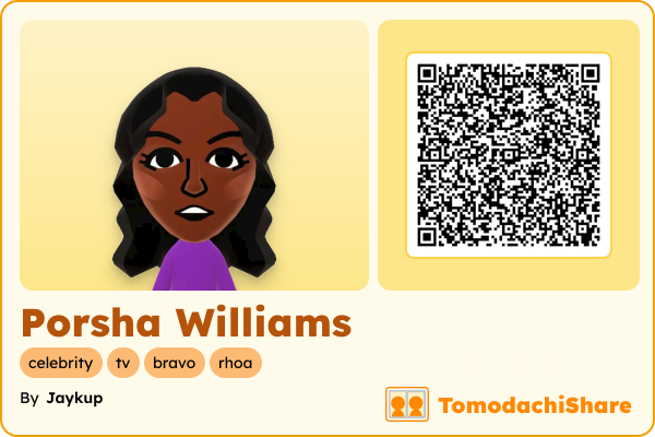 Porsha Williams, a female Mii  with tags: celebrity, tv, bravo, rhoa