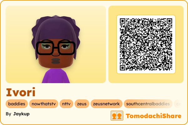 Ivori, a female Mii  with tags: baddies, nowthatstv, nttv, zeus, zeusnetwork, southcentralbaddies, celebrity, tv