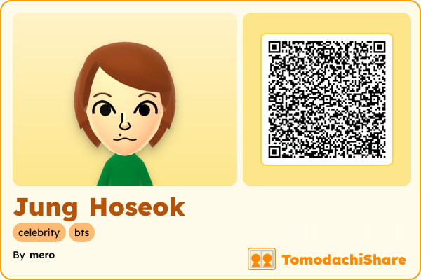 Jung Hoseok, a male Mii  with tags: celebrity, bts