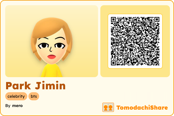 Park Jimin, a female Mii  with tags: celebrity, bts