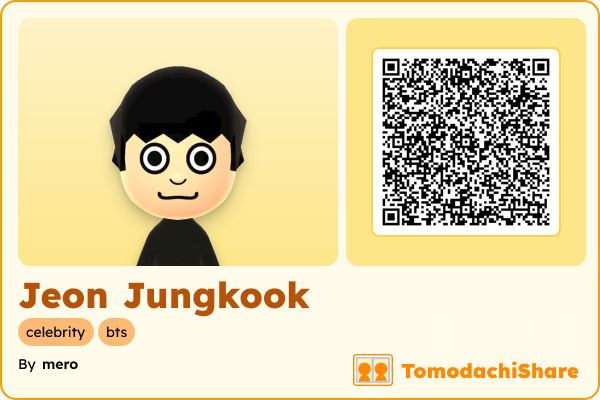 Jeon Jungkook, a female Mii  with tags: celebrity, bts