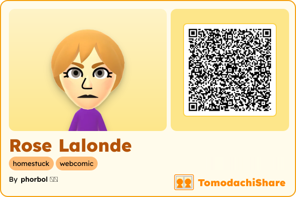 Rose Lalonde, a female Mii  with tags: homestuck, webcomic