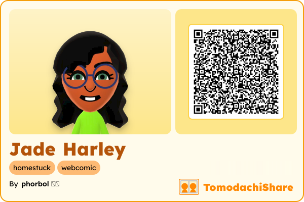 Jade Harley, a female Mii  with tags: homestuck, webcomic