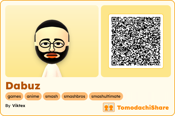 Dabuz, a male Mii  with tags: games, anime, smash, smashbros, smashultimate
