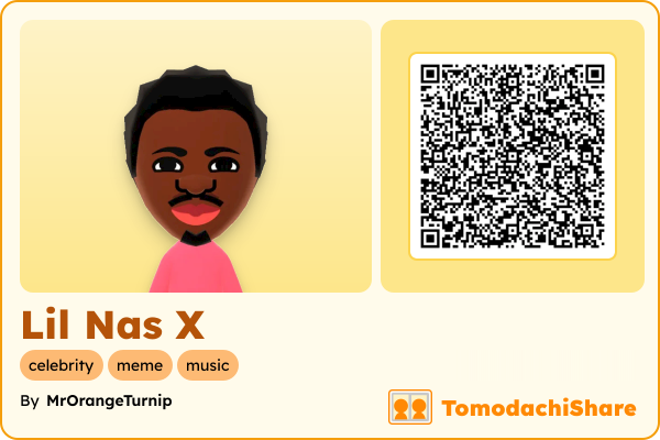 Lil Nas X, a male Mii  with tags: celebrity, meme, music