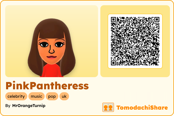 PinkPantheress, a female Mii  with tags: celebrity, music, pop, uk