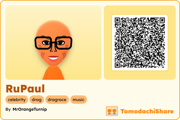 RuPaul, a female Mii  with tags: celebrity, drag, dragrace, music