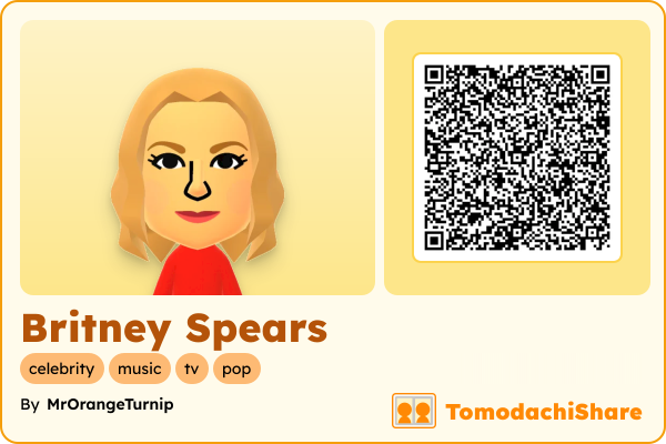 Britney Spears, a female Mii  with tags: celebrity, music, tv, pop