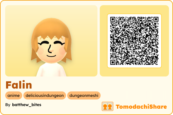 Falin, a female Mii  with tags: anime, deliciousindungeon, dungeonmeshi