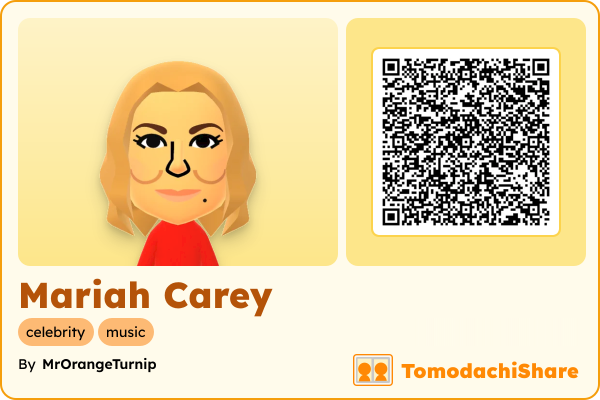 Mariah Carey, a female Mii  with tags: celebrity, music