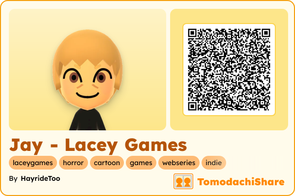 Jay - Lacey Games, a female Mii  with tags: laceygames, horror, cartoon, games, webseries, indie