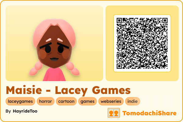 Maisie - Lacey Games, a female Mii  with tags: laceygames, horror, cartoon, games, webseries, indie