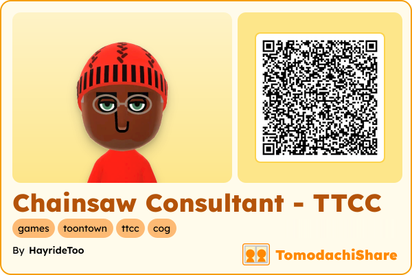 Chainsaw Consultant - TTCC, a male Mii  with tags: games, toontown, ttcc, cog