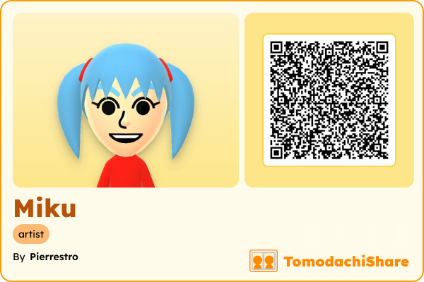 Miku, a female Mii  with tags: artist